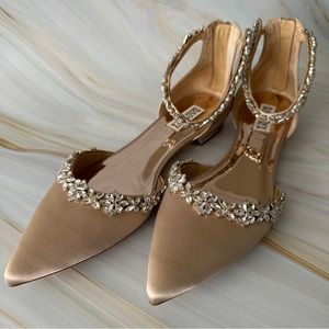 NEW Badgley Mischka Vivien Metallic Bejeweled Flats | 8.5